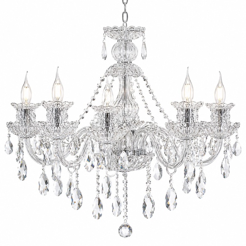 Artekko Chandelier Πολυέλαιος 8φωτος Ε14 με Διάφανο Κρύσταλλο (68x68x68)cm