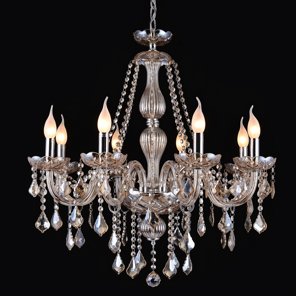 Artekko Chandelier Luna Πολυέλαιος 8φωτος Ε14 με Σαμπανιζέ Κρύσταλλο (60x60x68)cm