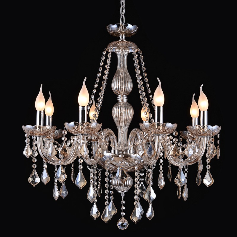 Artekko Chandelier Luna Πολυέλαιος 8φωτος Ε14 με Σαμπανιζέ Κρύσταλλο (60x60x68)cm