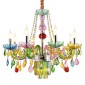 Artekko Chandelier Πολυέλαιος 7φωτος Ε14 με Πολύχρωμα Κρύσταλλα (66x66)cm