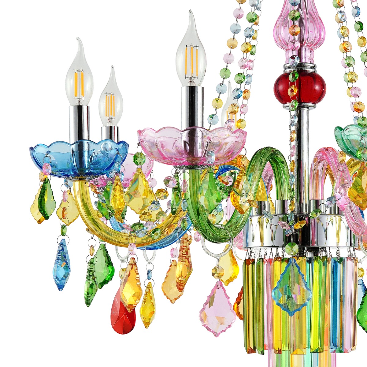 Artekko Chandelier Πολυέλαιος 7φωτος Ε14 με Πολύχρωμα Κρύσταλλα (66x66)cm