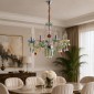 Artekko Chandelier Πολυέλαιος 7φωτος Ε14 με Πολύχρωμα Κρύσταλλα (66x66)cm