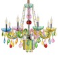 Artekko Chandelier Πολυέλαιος 7φωτος Ε14 με Πολύχρωμα Κρύσταλλα (66x66)cm