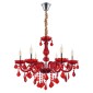 Artekko Chandelier Rubby Πολυέλαιος 6φωτος Ε14 με Κόκκινο Κρύσταλλο (68x68x57)cm