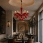 Artekko Chandelier Rubby Πολυέλαιος 6φωτος Ε14 με Κόκκινο Κρύσταλλο (68x68x57)cm