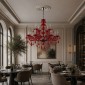Artekko Chandelier Rubby Πολυέλαιος 12φωτος Ε14 με Κόκκινο Κρύσταλλο (80x80x72)cm