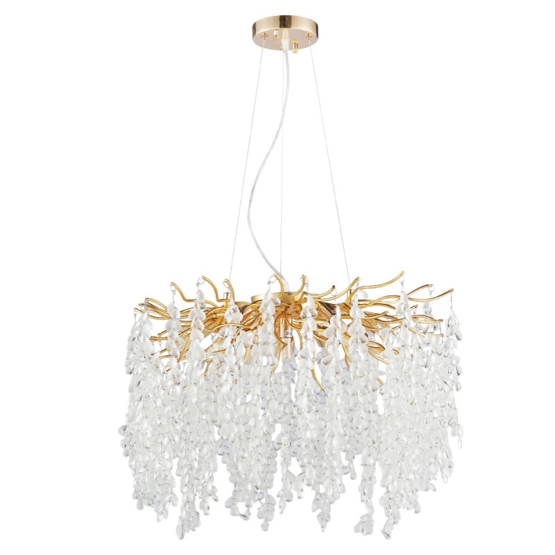 Artekko Chandelier Aura Πολυέλαιος 10φωτος G9 με Διάφανα Κρύσταλλα (56x56)cm