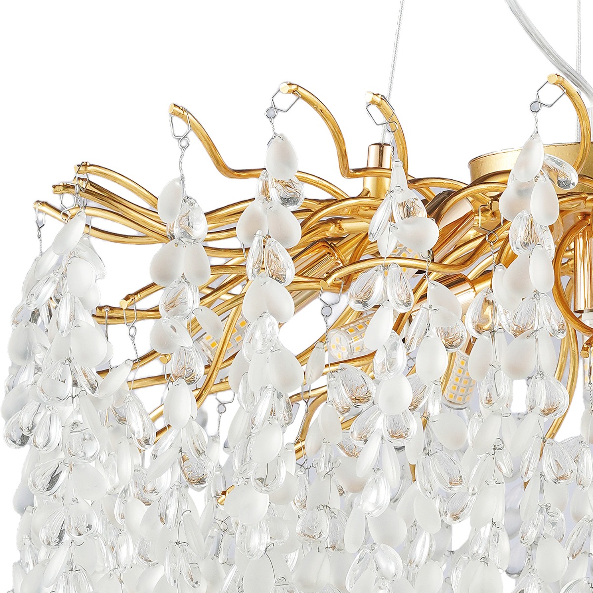 Artekko Chandelier Aura Πολυέλαιος 10φωτος G9 με Διάφανα Κρύσταλλα (56x56)cm