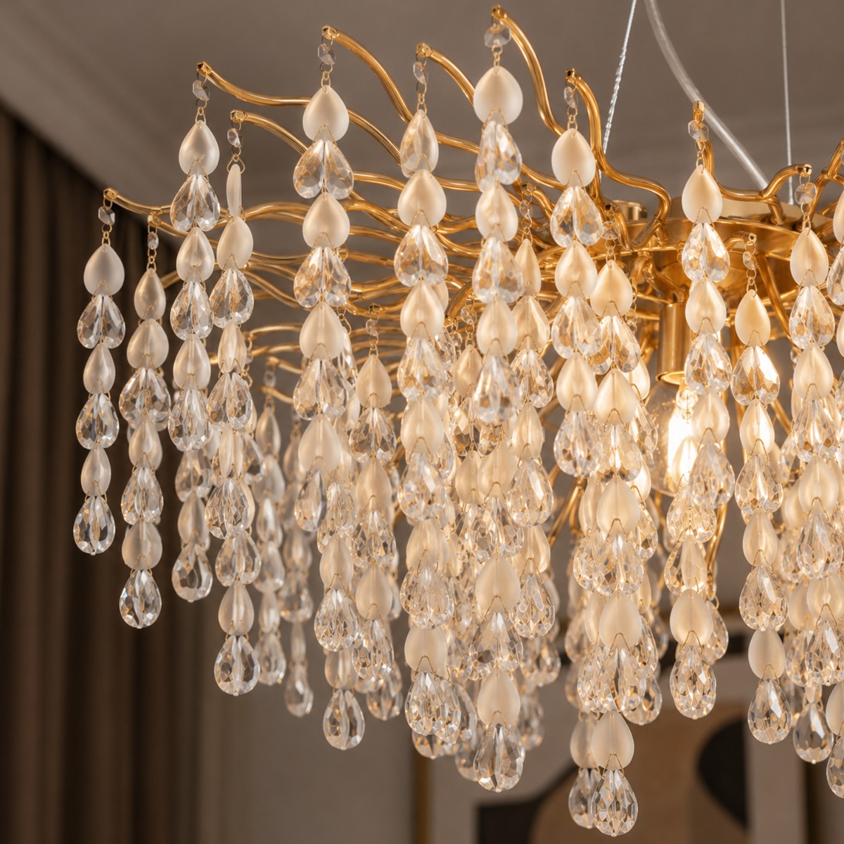 Artekko Chandelier Aura Πολυέλαιος 10φωτος G9 με Διάφανα Κρύσταλλα (56x56)cm