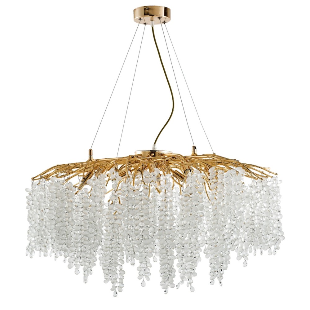 Artekko Chandelier Aura Πολυέλαιος 15φωτος G9 με Διάφανα Κρύσταλλα (80x80)cm