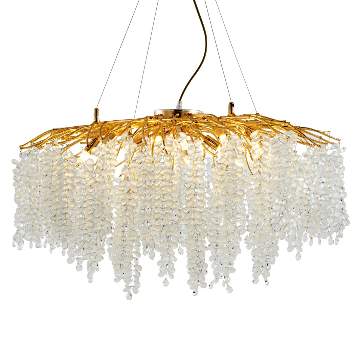 Artekko Chandelier Aura Πολυέλαιος 15φωτος G9 με Διάφανα Κρύσταλλα (80x80)cm