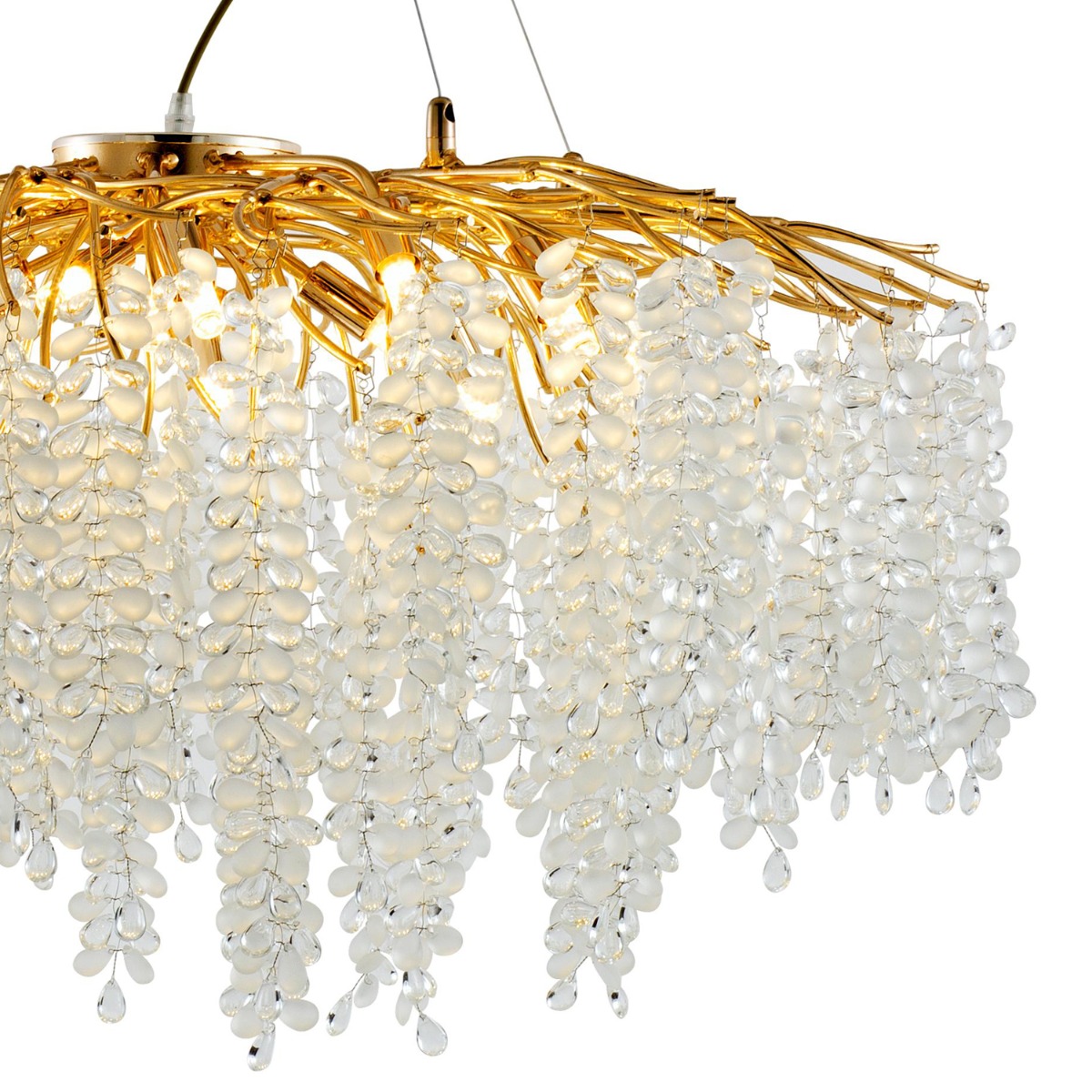 Artekko Chandelier Aura Πολυέλαιος 15φωτος G9 με Διάφανα Κρύσταλλα (80x80)cm