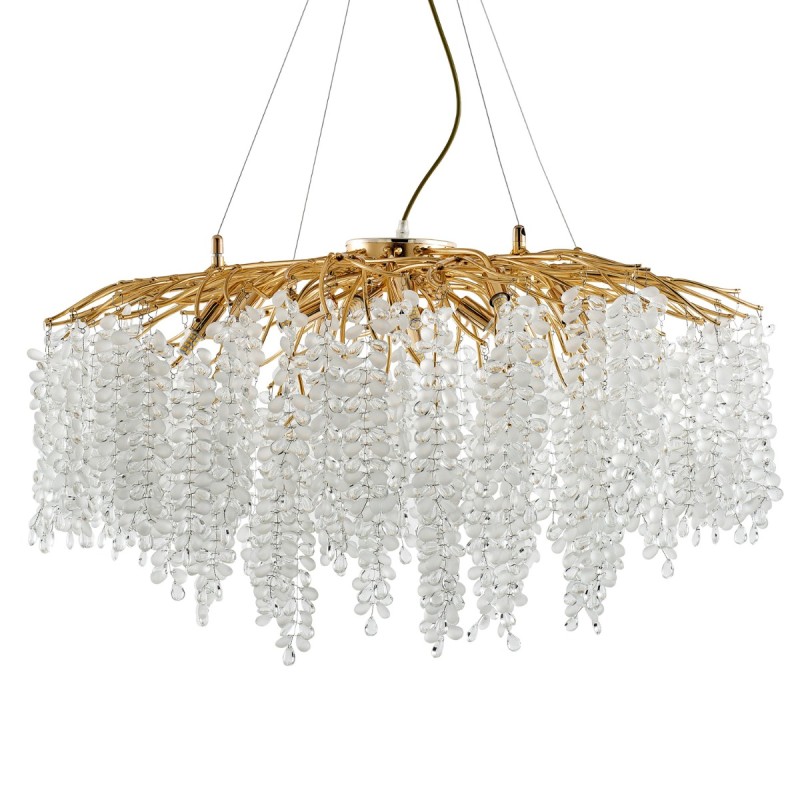 Artekko Chandelier Aura Πολυέλαιος 15φωτος G9 με Διάφανα Κρύσταλλα (80x80)cm