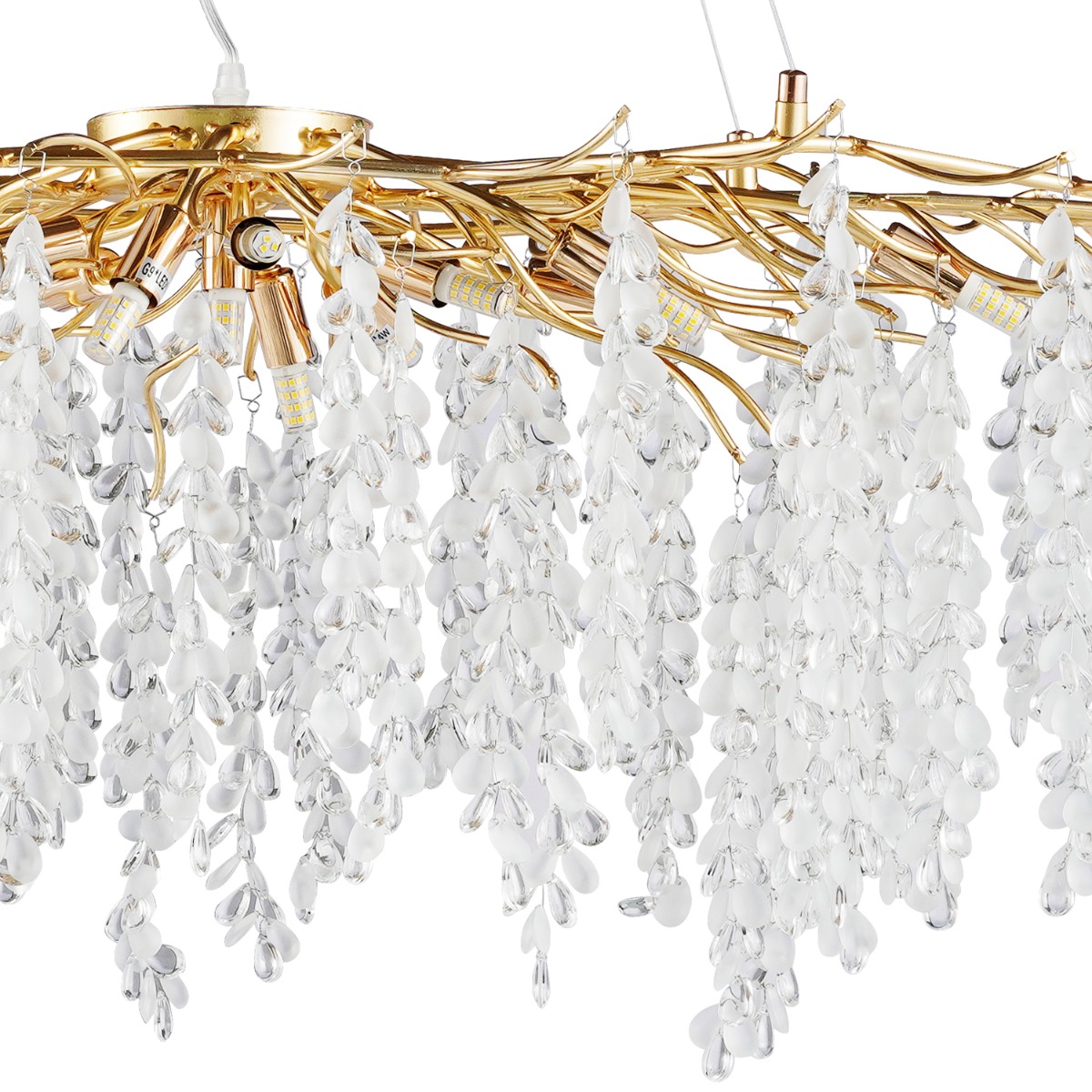 Artekko Chandelier Aura Πολυέλαιος 15φωτος G9 με Διάφανα Κρύσταλλα (110x60)cm