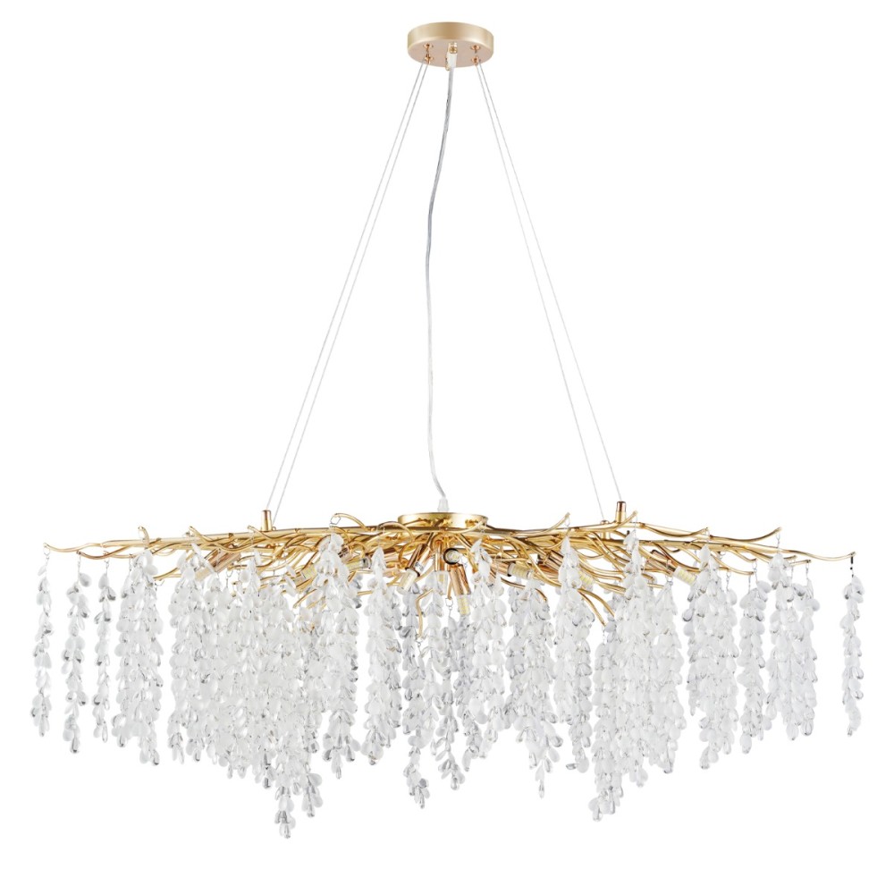 Artekko Chandelier Aura Πολυέλαιος 15φωτος G9 με Διάφανα Κρύσταλλα (110x60)cm