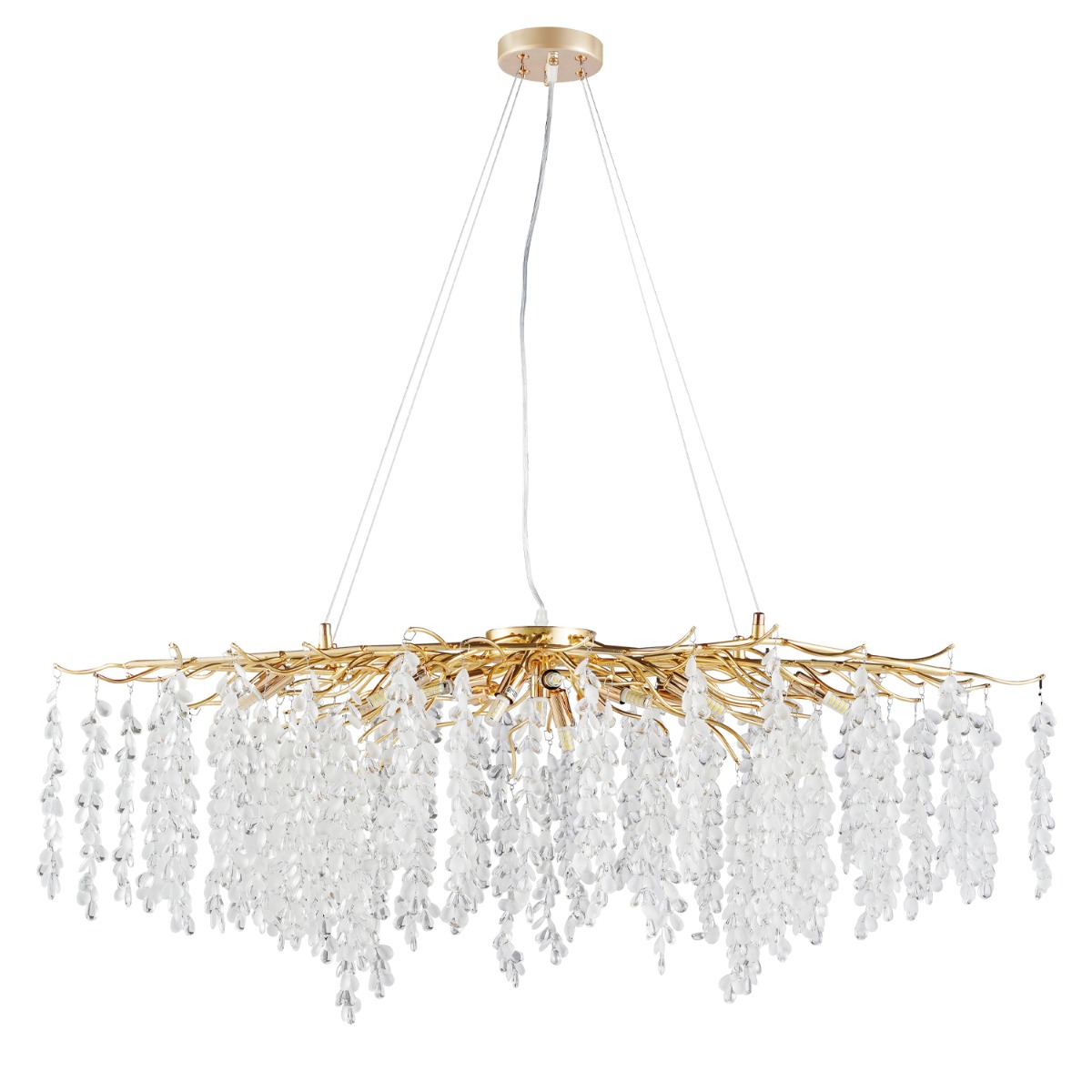 Artekko Chandelier Aura Πολυέλαιος 15φωτος G9 με Διάφανα Κρύσταλλα (110x60)cm