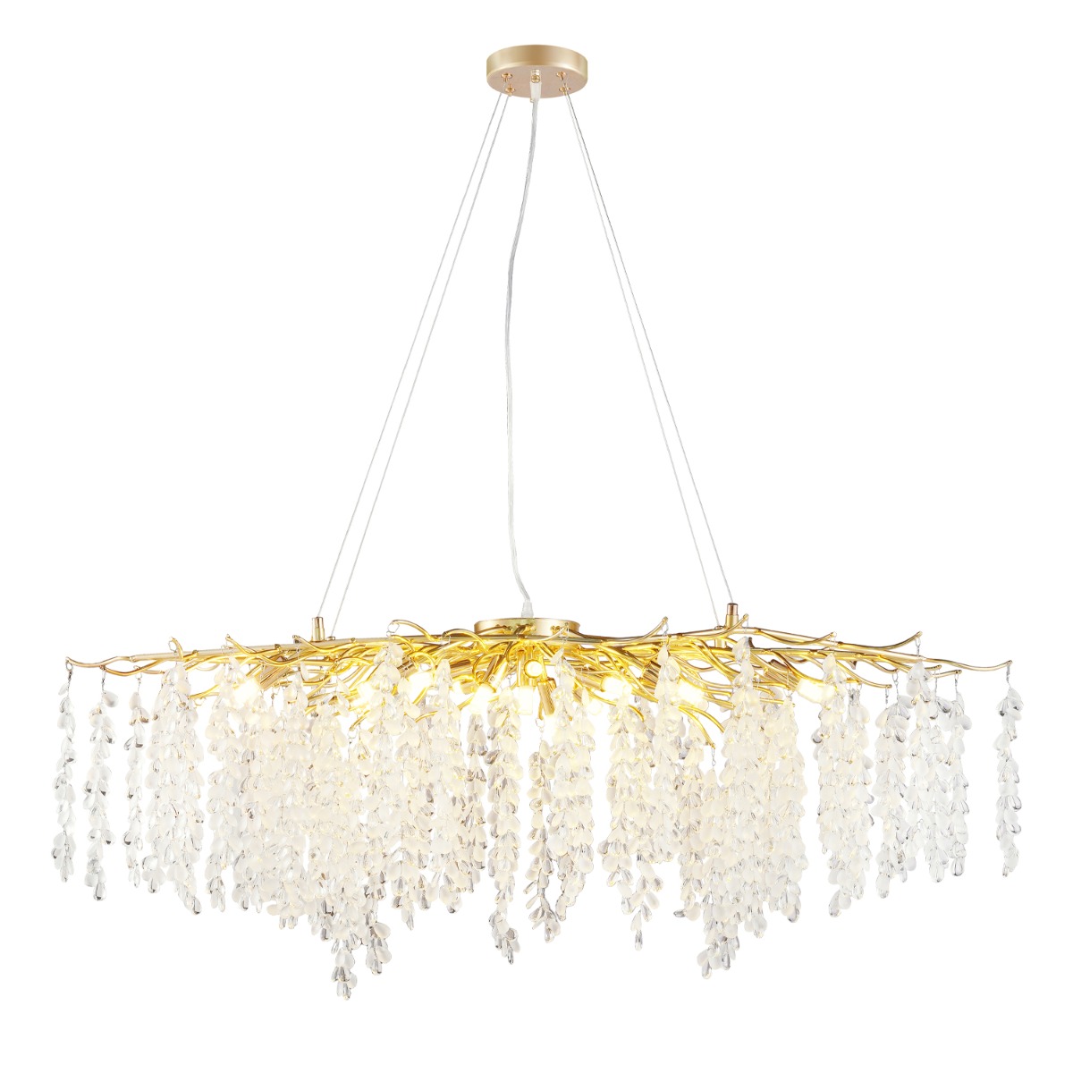 Artekko Chandelier Aura Πολυέλαιος 15φωτος G9 με Διάφανα Κρύσταλλα (110x60)cm