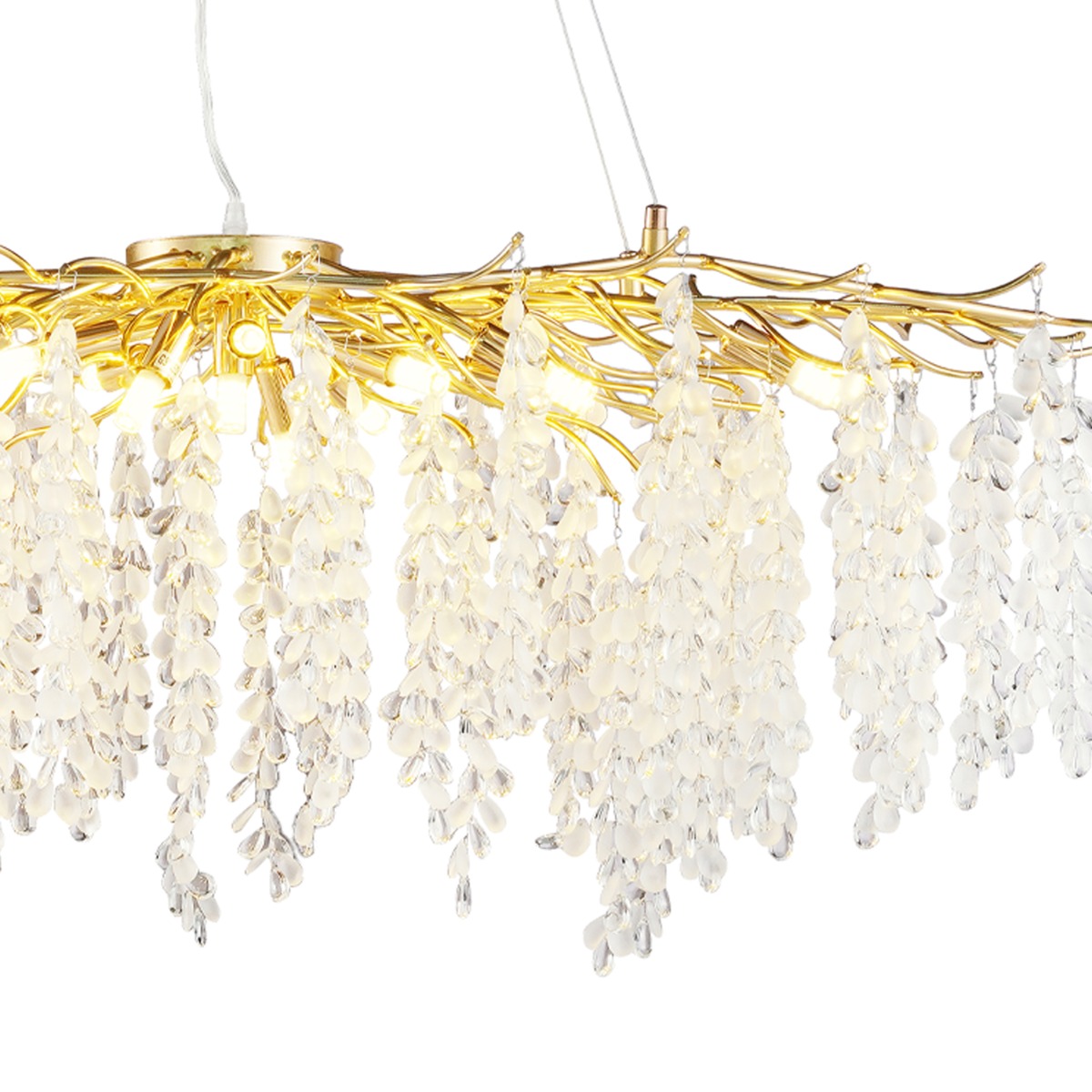 Artekko Chandelier Aura Πολυέλαιος 15φωτος G9 με Διάφανα Κρύσταλλα (110x60)cm