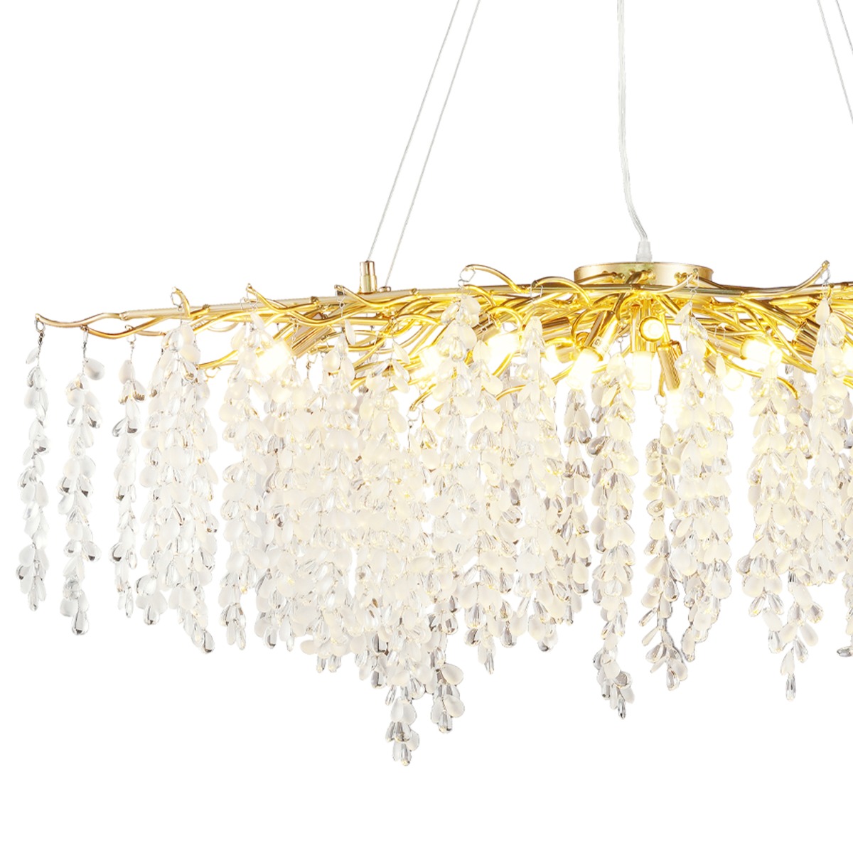 Artekko Chandelier Aura Πολυέλαιος 15φωτος G9 με Διάφανα Κρύσταλλα (110x60)cm