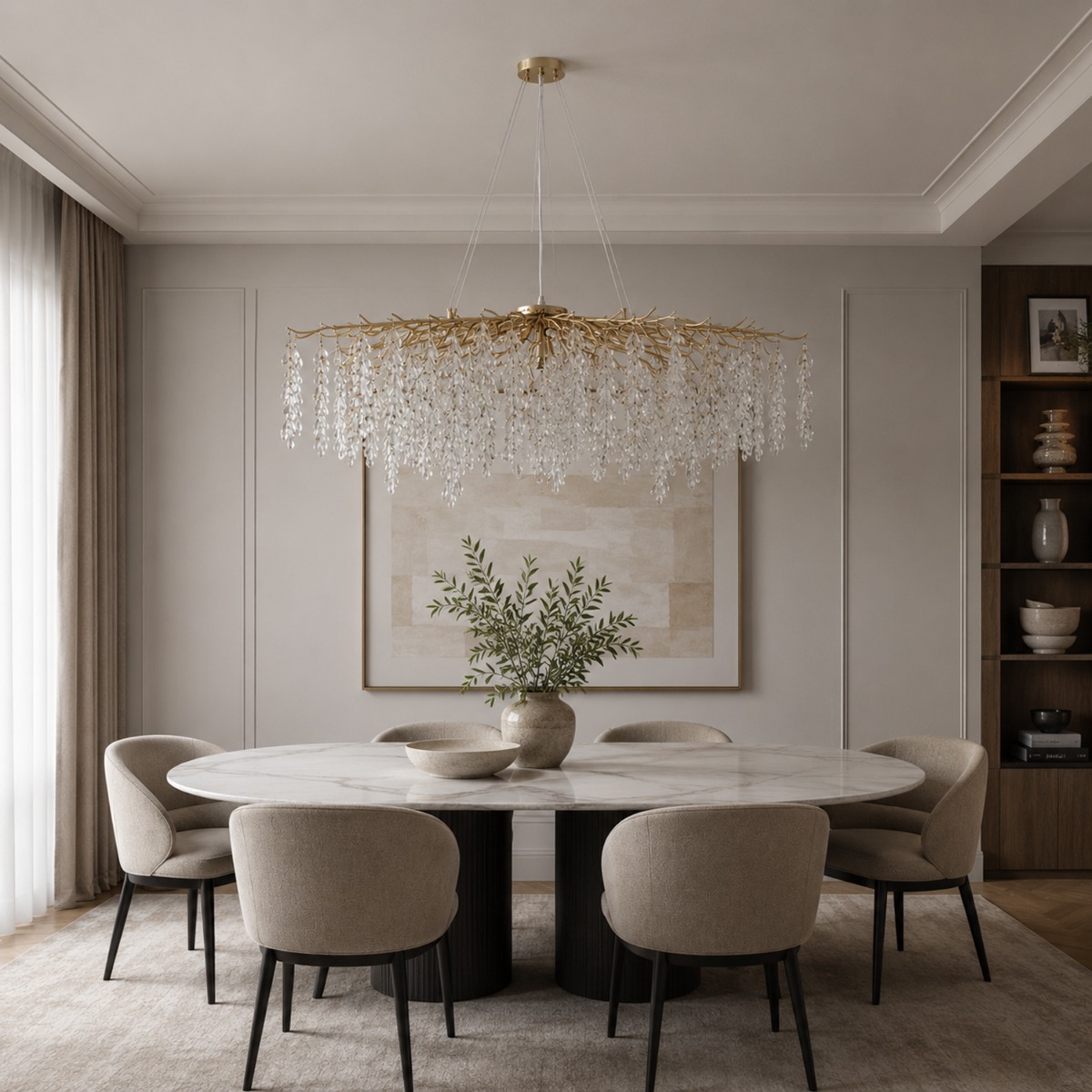 Artekko Chandelier Aura Πολυέλαιος 15φωτος G9 με Διάφανα Κρύσταλλα (110x60)cm