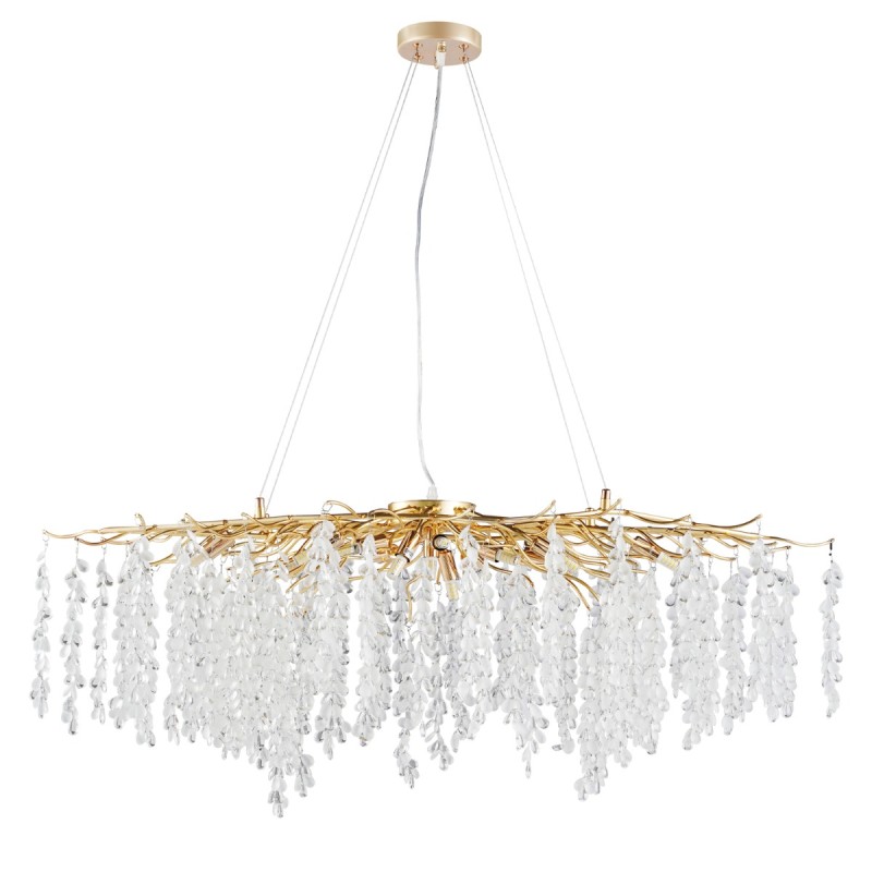 Artekko Chandelier Aura Πολυέλαιος 15φωτος G9 με Διάφανα Κρύσταλλα (110x60)cm