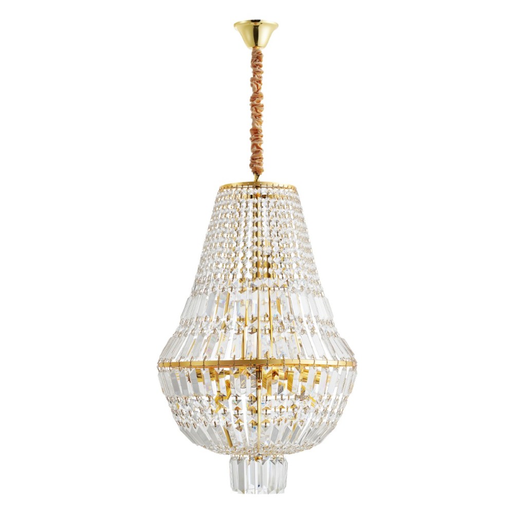Artekko Chandelier Πολυέλαιος 8φωτος Ε14 με Διάφανο Κρύσταλλο (46x46x74)cm