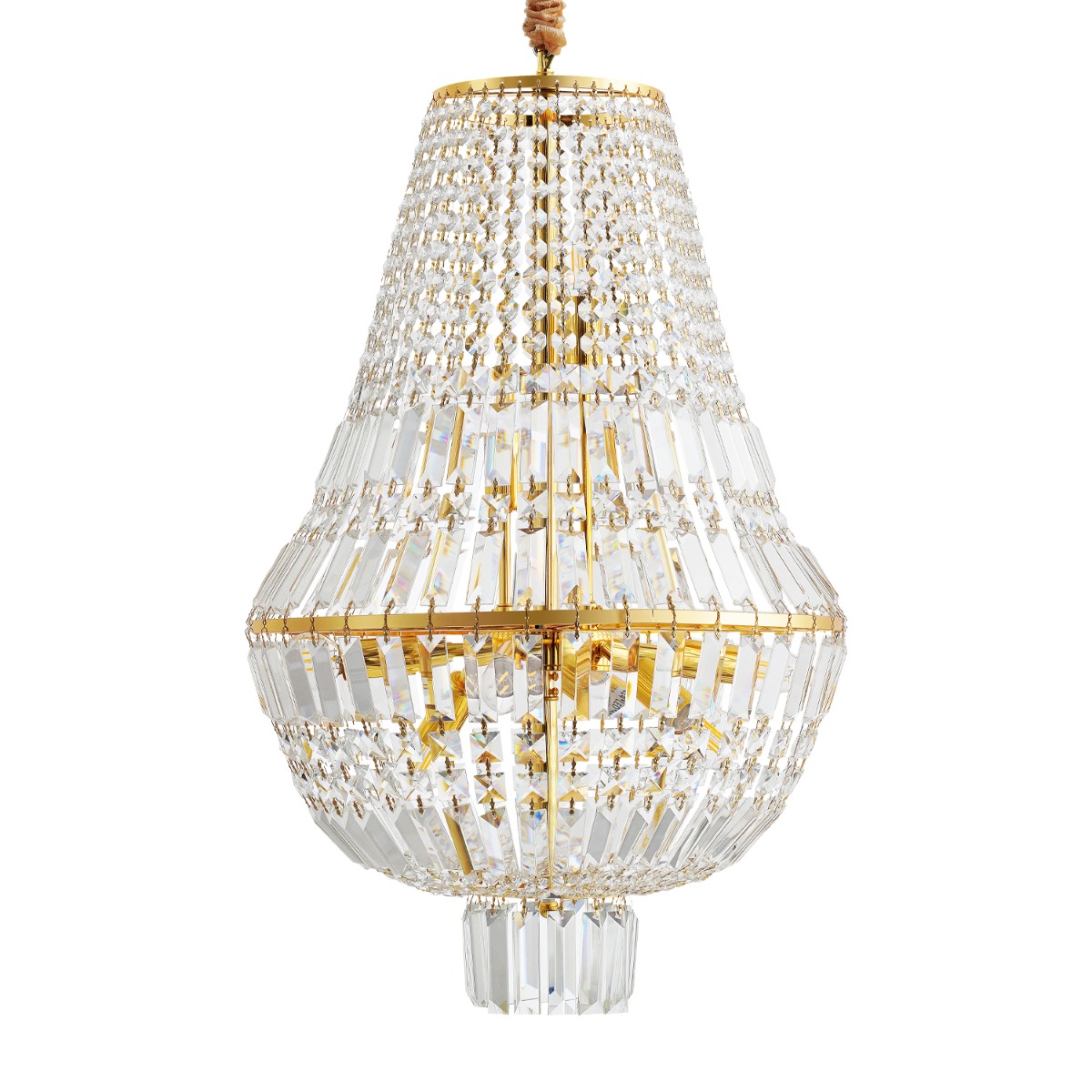Artekko Chandelier Πολυέλαιος 8φωτος Ε14 με Διάφανο Κρύσταλλο (46x46x74)cm