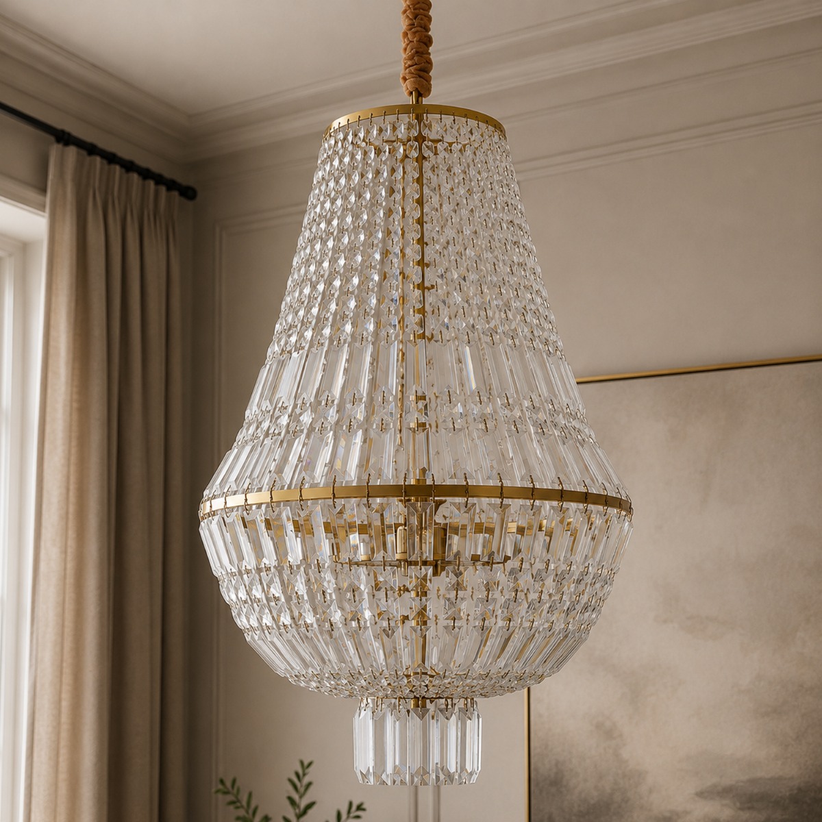 Artekko Chandelier Πολυέλαιος 8φωτος Ε14 με Διάφανο Κρύσταλλο (46x46x74)cm