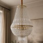 Artekko Chandelier Πολυέλαιος 8φωτος Ε14 με Διάφανο Κρύσταλλο (46x46x74)cm