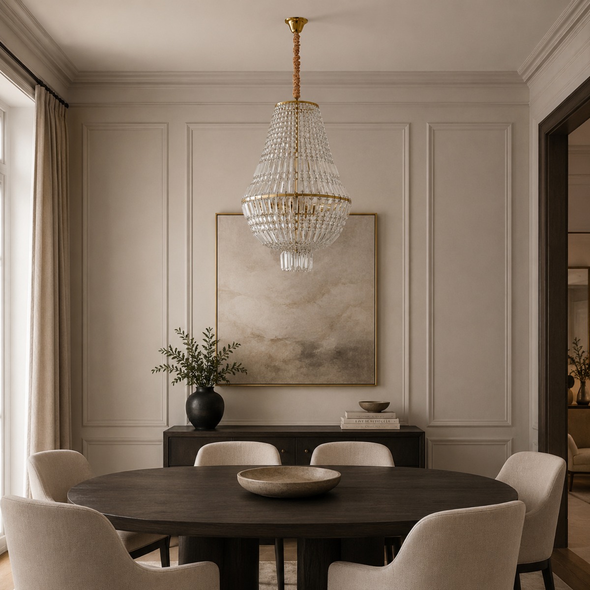 Artekko Chandelier Πολυέλαιος 8φωτος Ε14 με Διάφανο Κρύσταλλο (46x46x74)cm