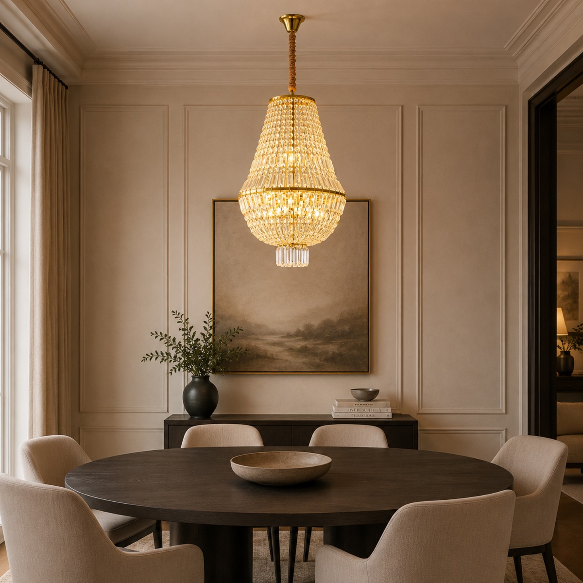 Artekko Chandelier Πολυέλαιος 8φωτος Ε14 με Διάφανο Κρύσταλλο (46x46x74)cm