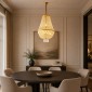 Artekko Chandelier Πολυέλαιος 8φωτος Ε14 με Διάφανο Κρύσταλλο (46x46x74)cm