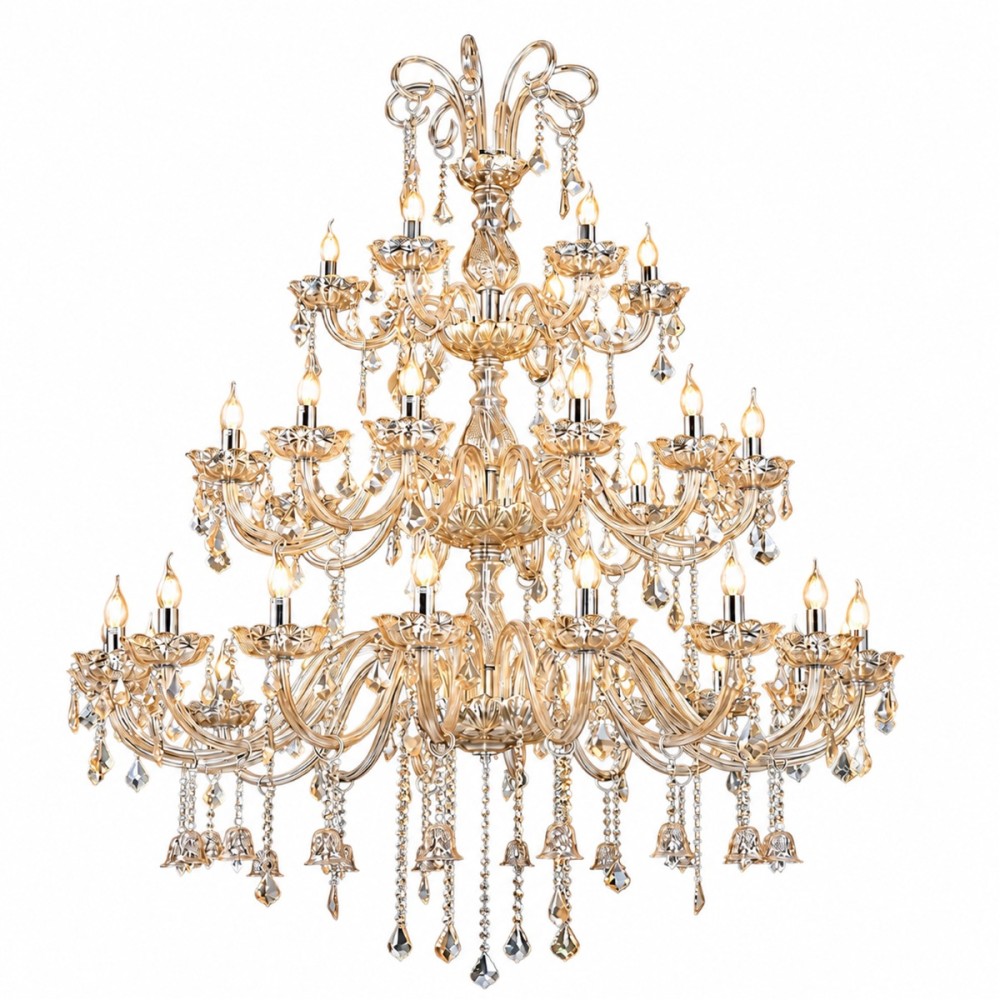 Artekko Chandelier Helios Πολυέλαιος 36φωτος Ε14 με Σαμπανιζέ Κρύσταλλα (130x130x180)cm