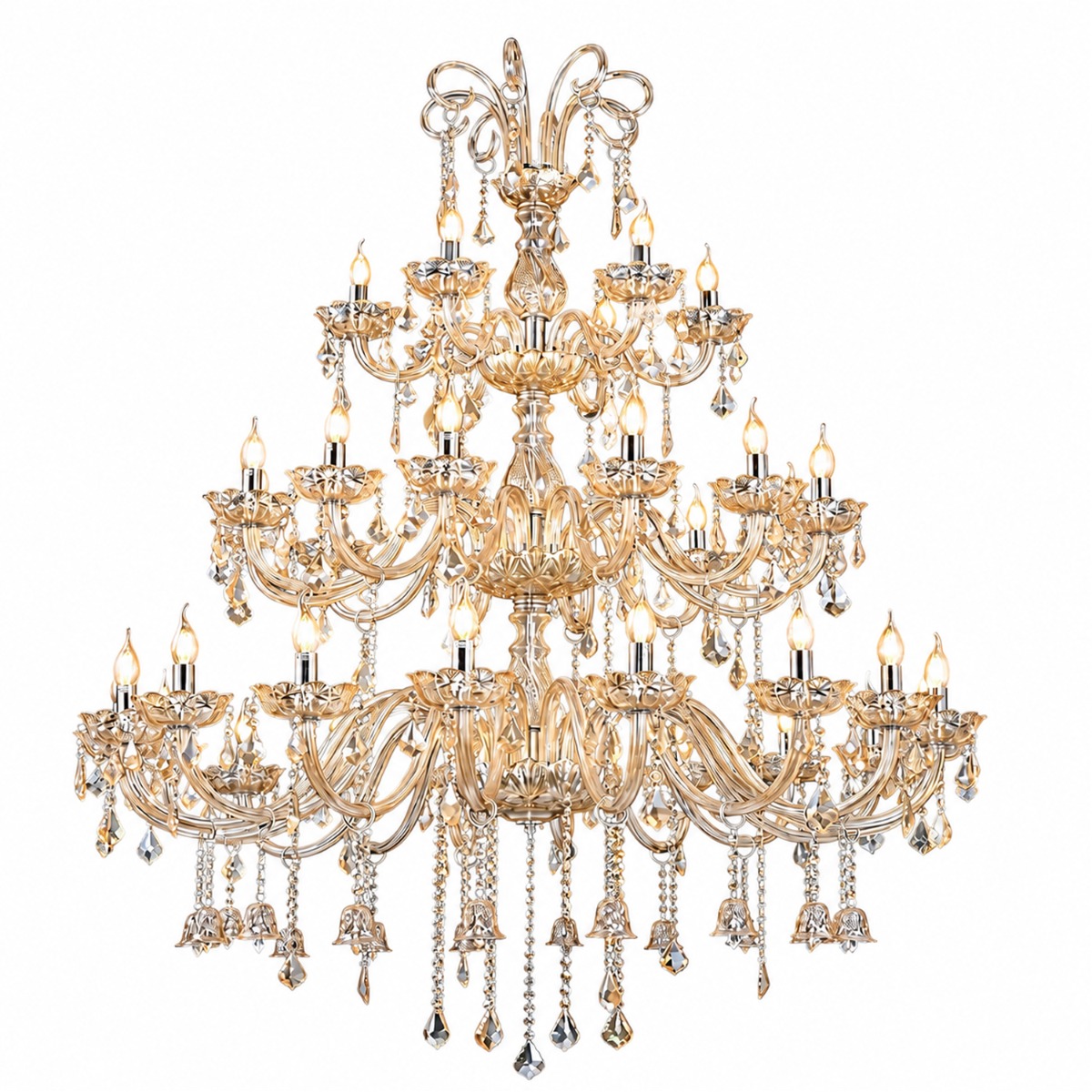 Artekko Chandelier Helios Πολυέλαιος 36φωτος Ε14 με Σαμπανιζέ Κρύσταλλα (130x130x180)cm