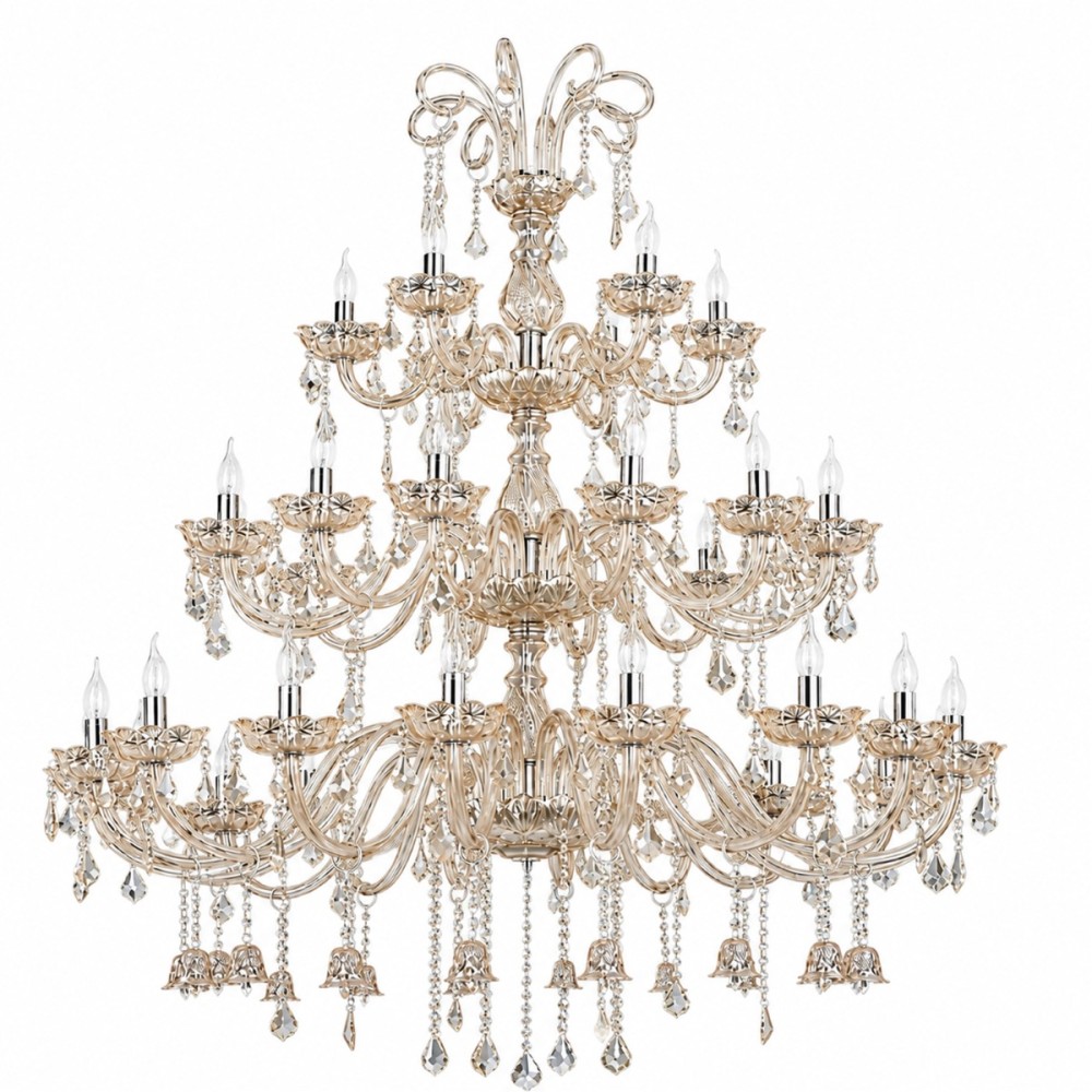 Artekko Chandelier Helios Πολυέλαιος 36φωτος Ε14 με Σαμπανιζέ Κρύσταλλα (130x130x180)cm