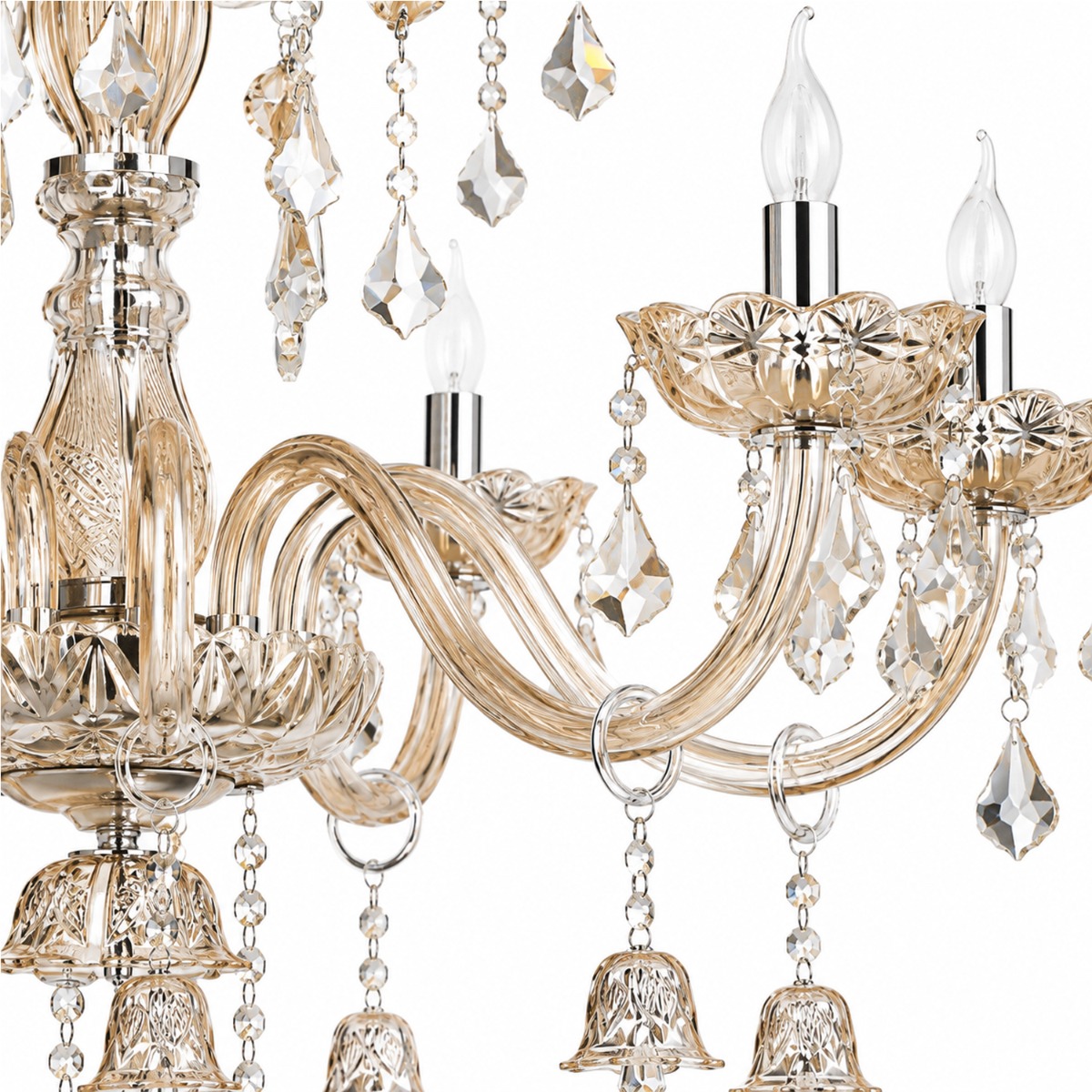 Artekko Chandelier Helios Πολυέλαιος 36φωτος Ε14 με Σαμπανιζέ Κρύσταλλα (130x130x180)cm