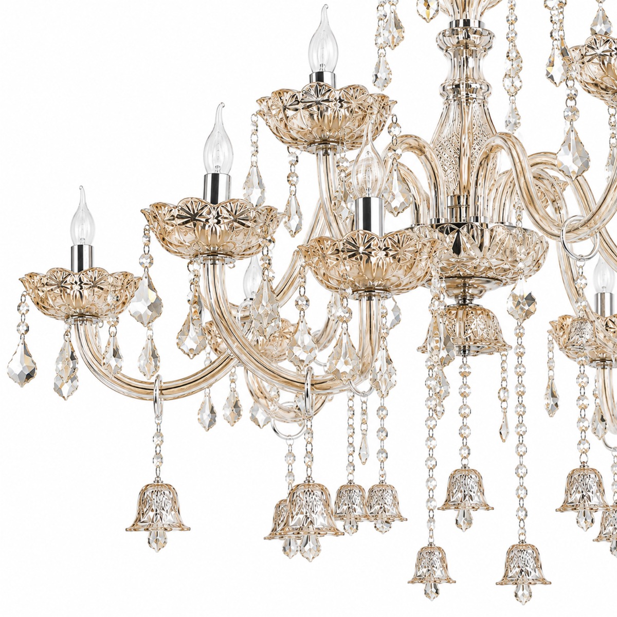Artekko Chandelier Helios Πολυέλαιος 36φωτος Ε14 με Σαμπανιζέ Κρύσταλλα (130x130x180)cm