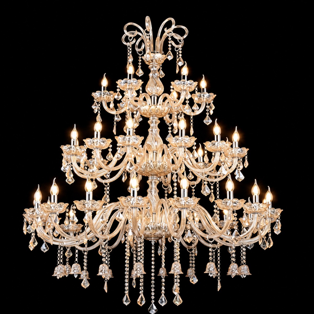 Artekko Chandelier Helios Πολυέλαιος 36φωτος Ε14 με Σαμπανιζέ Κρύσταλλα (130x130x180)cm