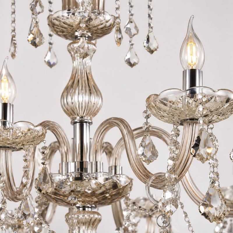 Artekko Chandelier Helios Πολυέλαιος 24φωτος Ε14 με Σαμπανιζέ Κρύσταλλα (100x100x180)cm