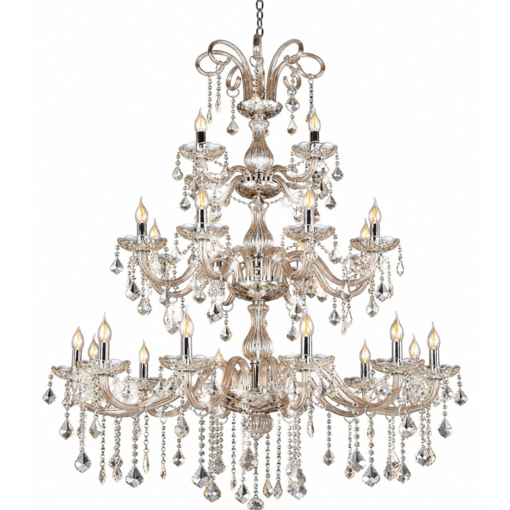 Artekko Chandelier Helios Πολυέλαιος 24φωτος Ε14 με Σαμπανιζέ Κρύσταλλα (100x100x180)cm