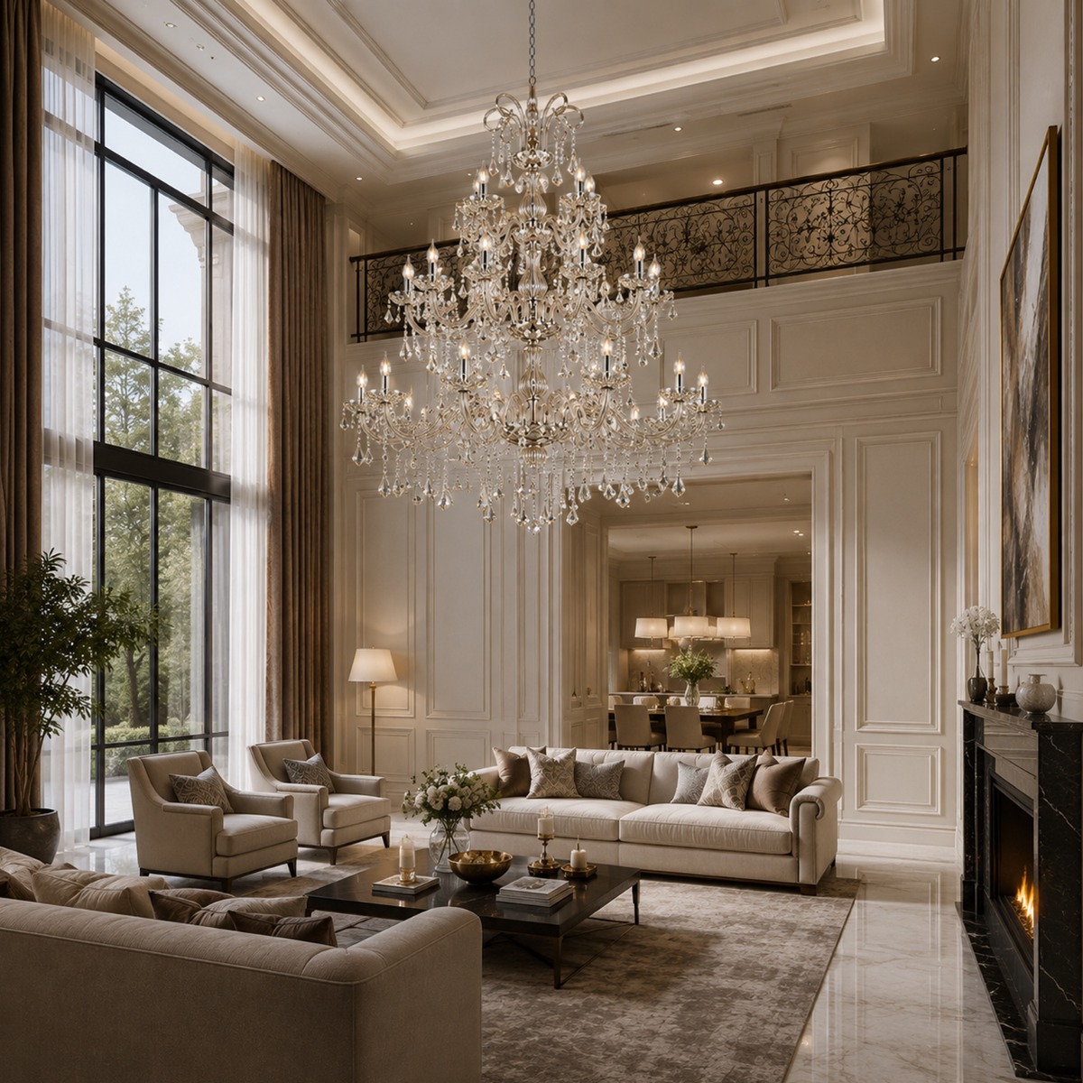 Artekko Chandelier Helios Πολυέλαιος 24φωτος Ε14 με Σαμπανιζέ Κρύσταλλα (100x100x180)cm