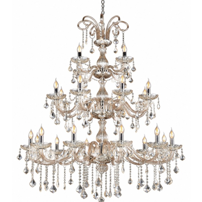 Artekko Chandelier Helios Πολυέλαιος 24φωτος Ε14 με Σαμπανιζέ Κρύσταλλα (100x100x180)cm