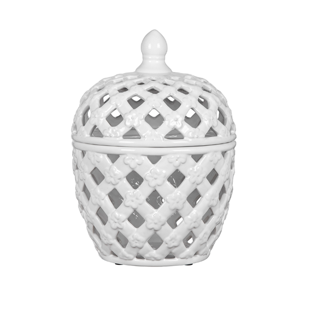 Artekko Lidded Jar Λευκό Κεραμικό Διακοσμητικό Δοχείο με Καπάκι (21.1x21.1x29.2)cm