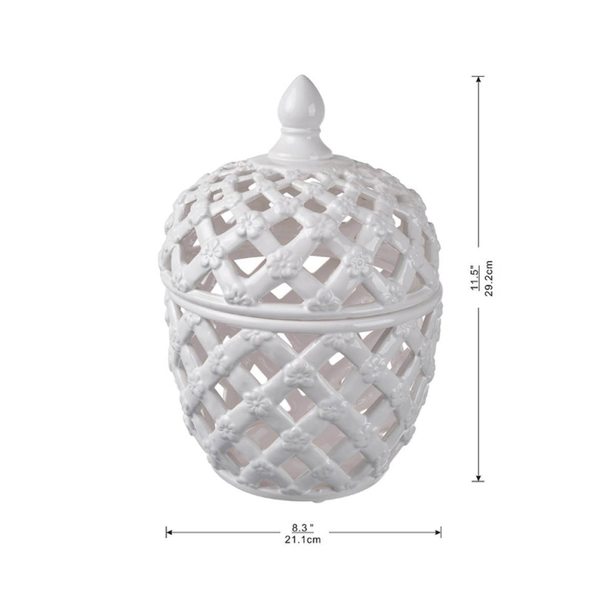 Artekko Lidded Jar Διακοσμητικό Δοχείο με Καπάκι Κεραμικό Λευκό (21.1x21.1x29.2)cm