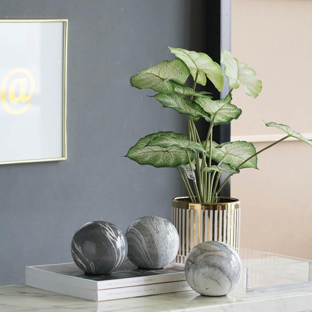 Artekko Marbleized Διακοσμητικές Κεραμικές Σφαίρες σε Γκρι Αποχρώσεις (10x10x9.5)cm 3pcs