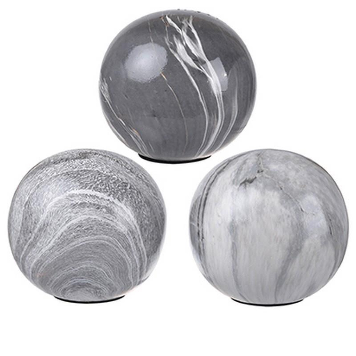 Artekko Marbleized Διακοσμητικές Κεραμικές Σφαίρες σε Γκρι Αποχρώσεις (10x10x9.5)cm 3pcs
