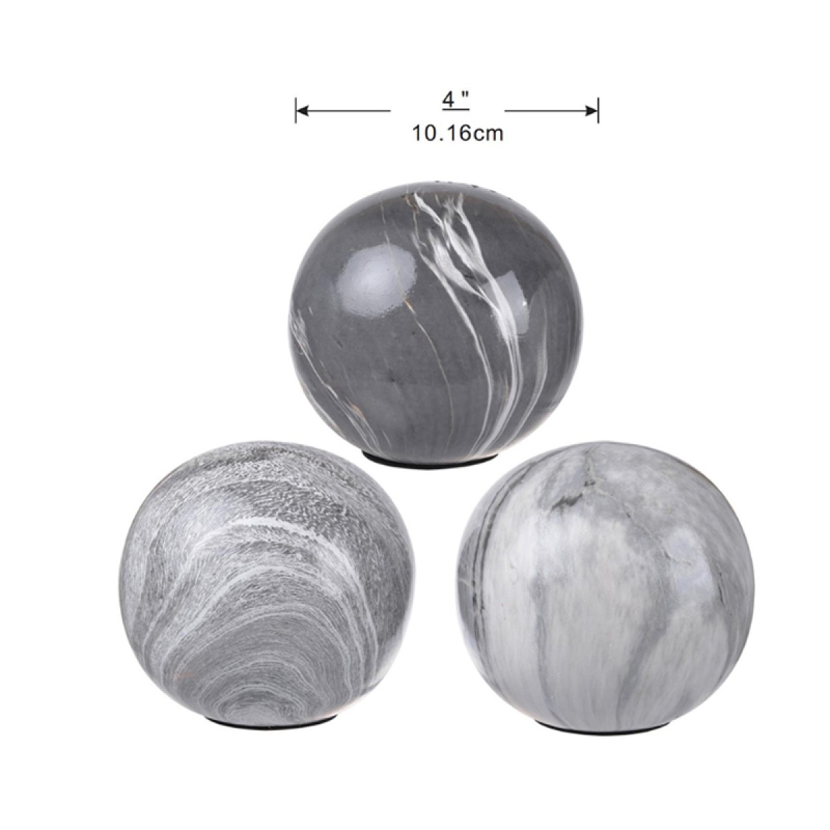 Artekko Marbleized Διακοσμητικές Κεραμικές Σφαίρες σε Γκρι Αποχρώσεις (10x10x9.5)cm 3pcs