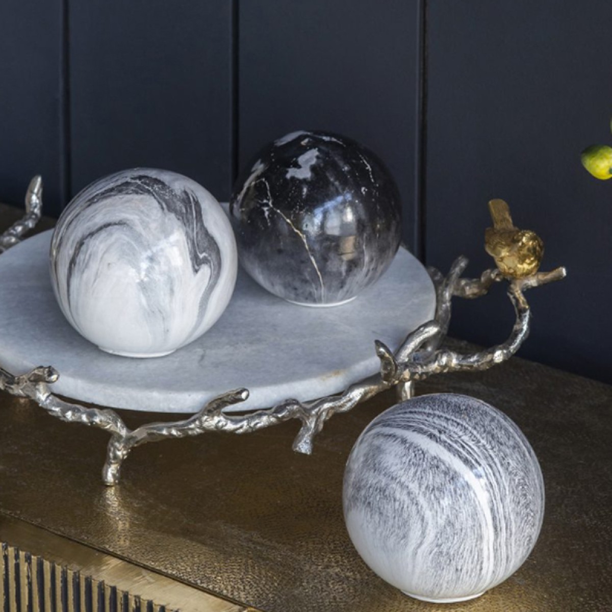 Artekko Marbleized Διακοσμητικές Κεραμικές Σφαίρες σε Γκρι Αποχρώσεις (10x10x9.5)cm 3pcs