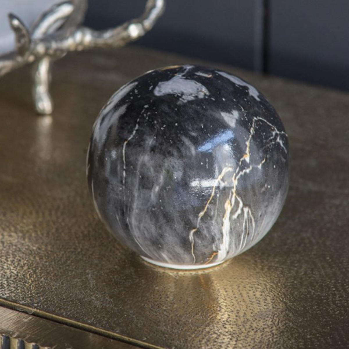 Artekko Marbleized Διακοσμητικές Κεραμικές Σφαίρες σε Γκρι Αποχρώσεις (10x10x9.5)cm 3pcs
