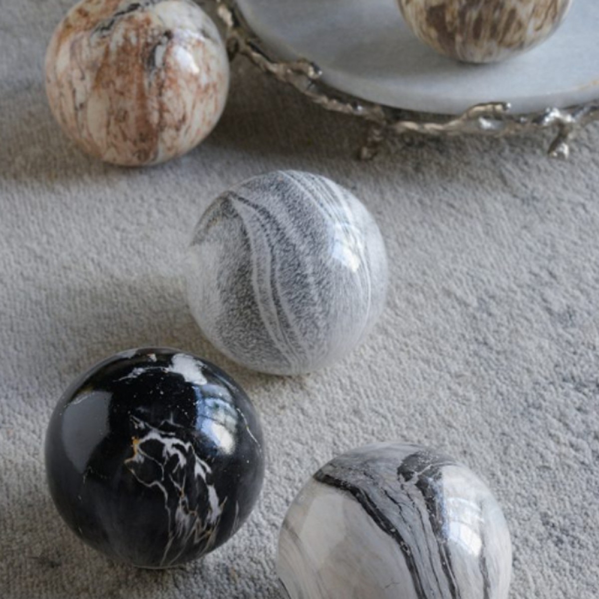 Artekko Marbleized Διακοσμητικές Κεραμικές Σφαίρες σε Γκρι Αποχρώσεις (10x10x9.5)cm 3pcs